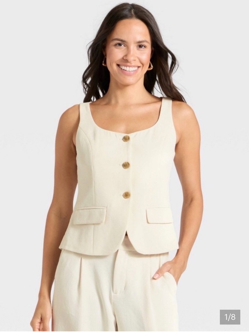 New! Women's Signature Crepe Scoop Vest - A New Day™ Cream, Size XXL